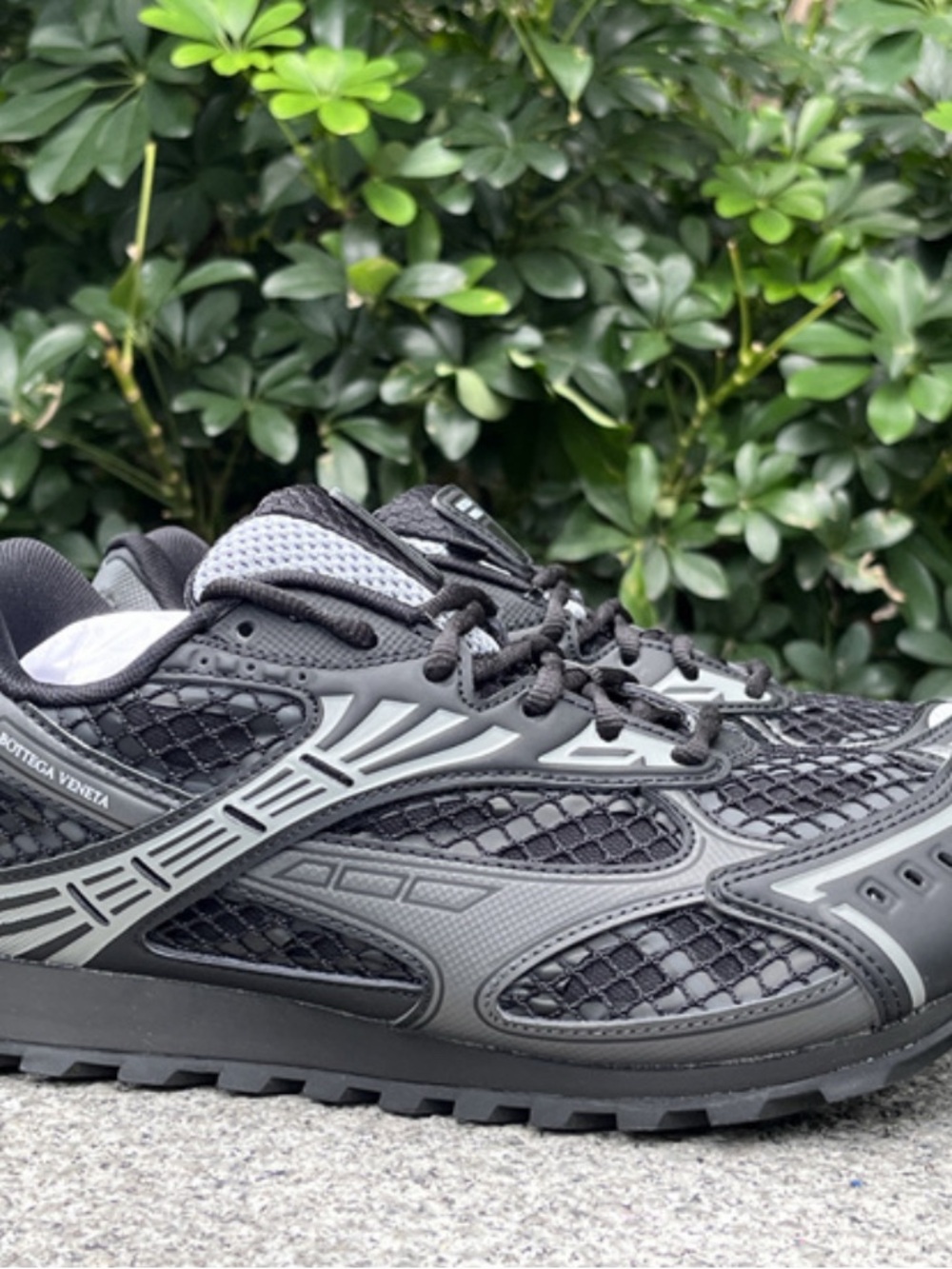 Bottega Veneta Men's Black and Grey Mesh Sneaker